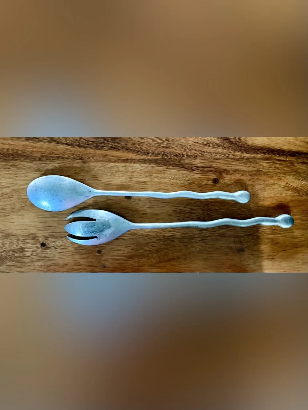 Pottery Barn 18” Hammered Metal Salad Servers, Set of 2